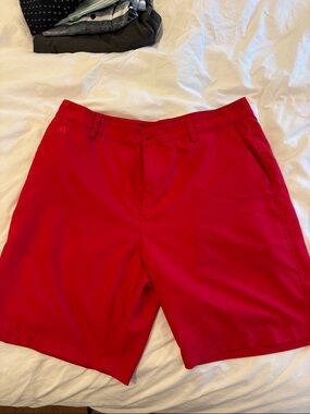 Red Adidas Climalite Performance Golf Shorts